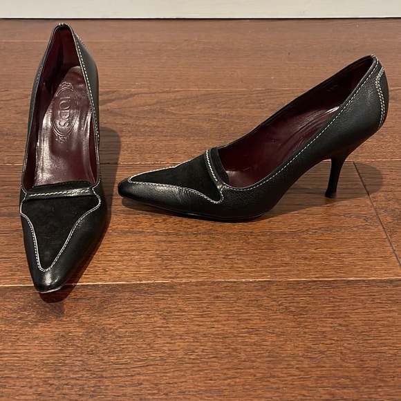 Tod's Shoes - Tod’s Women’s Black Suede and Leather Pumps Size 10.5